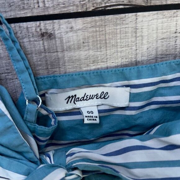 Madewell Blue White Striped Tie-Front Keyhole Cami Tank Top | Size 00 - Picture 7 of 7